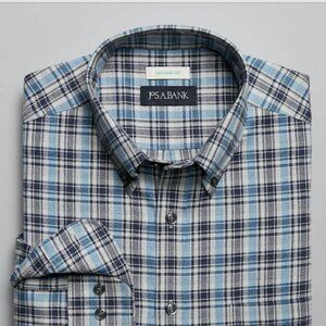 Jos. A. Bank Tailored Fit Button-Down Collar Medium Plaid Flannel Sportshirt
